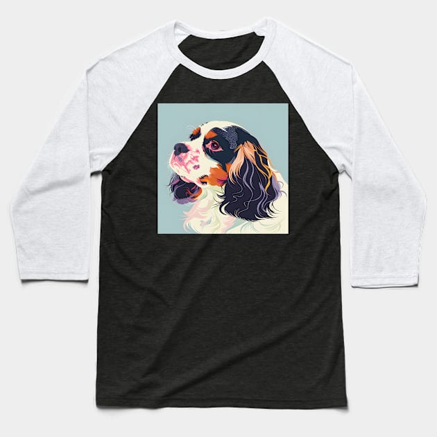 Retro English Springer Spaniel: Pastel Pup Revival Baseball T-Shirt by NatashaCuteShop